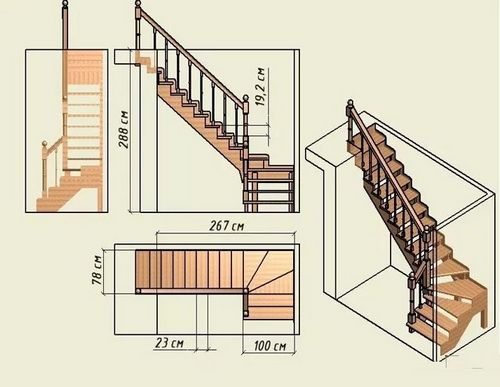Деревянная лестница на второй этаж 
