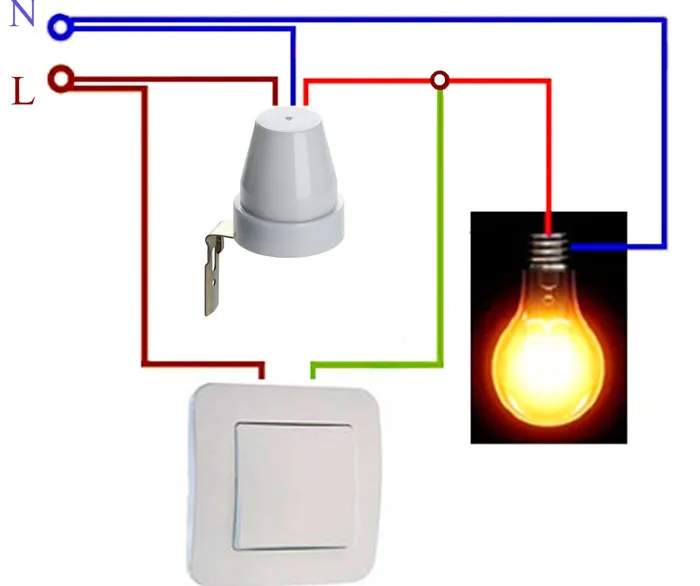 схема подключения датчика света через выключатель